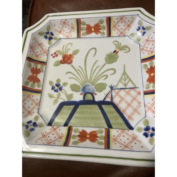 Vintage Andrea By Sade Chinoiserie Tray Oriental Floral Dish k Japan 8726 - Picture 3 of 12